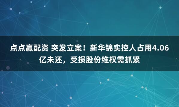 点点赢配资 突发立案！新华锦实控人占用4.06亿未还，受损股份维权需抓紧